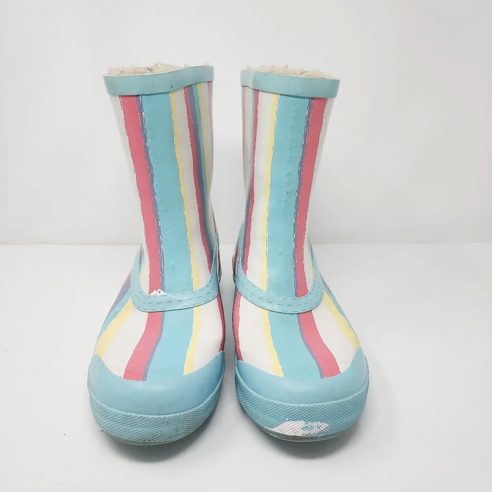 Ugg Fur Lined Striped Rain Boots Size 6 - Picture 2 of 10